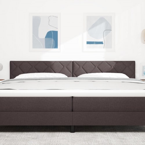 LED-sengegavl i brunt stof - 200 x 7 x 78-88 cm