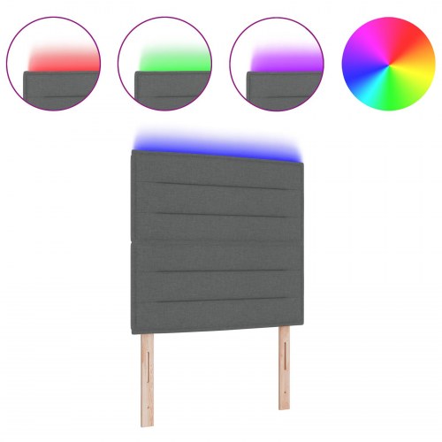 LED-sengegavl mørkegrå 80 cm stof