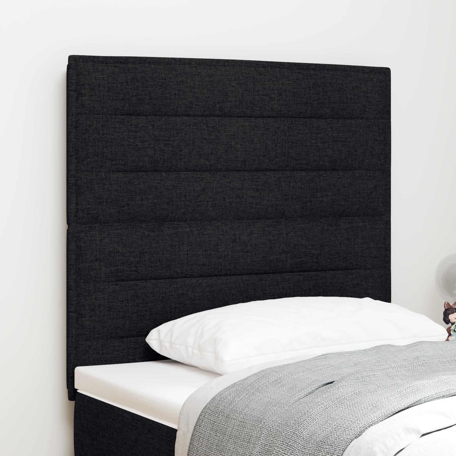 LED sengegavl med LED -strimmellys VÃ¦gmonteret Sort 80 cm Stof