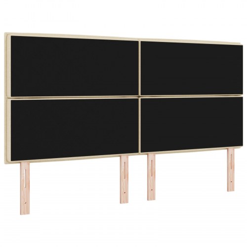 LED-sengegavl i creme stof - 180 cm