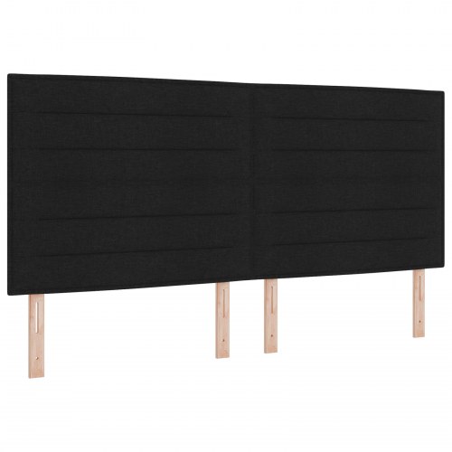 LED-sengegavl i sort stof - 200 cm