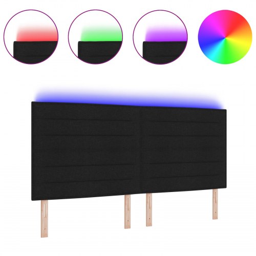 LED-sengegavl i sort stof - 200 cm