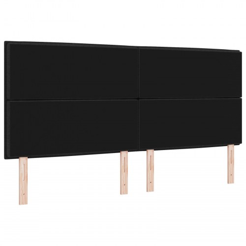 LED-sengegavl i sort stof - 200 cm