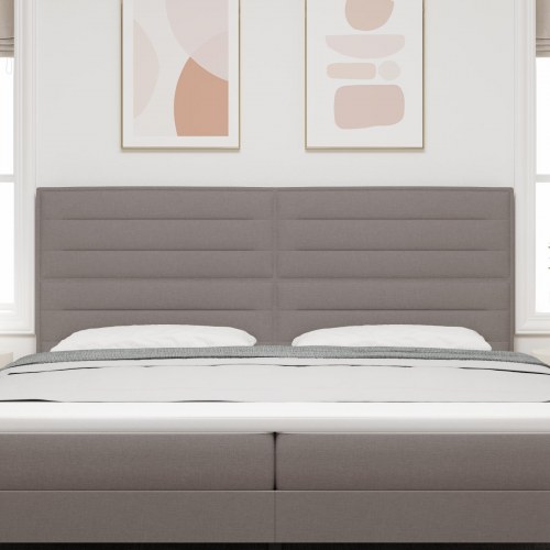 LED-sengegavl i gråbrun stof - 200 cm