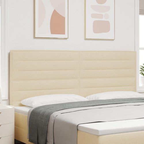 LED-sengegavl i stof - creme, 200 cm