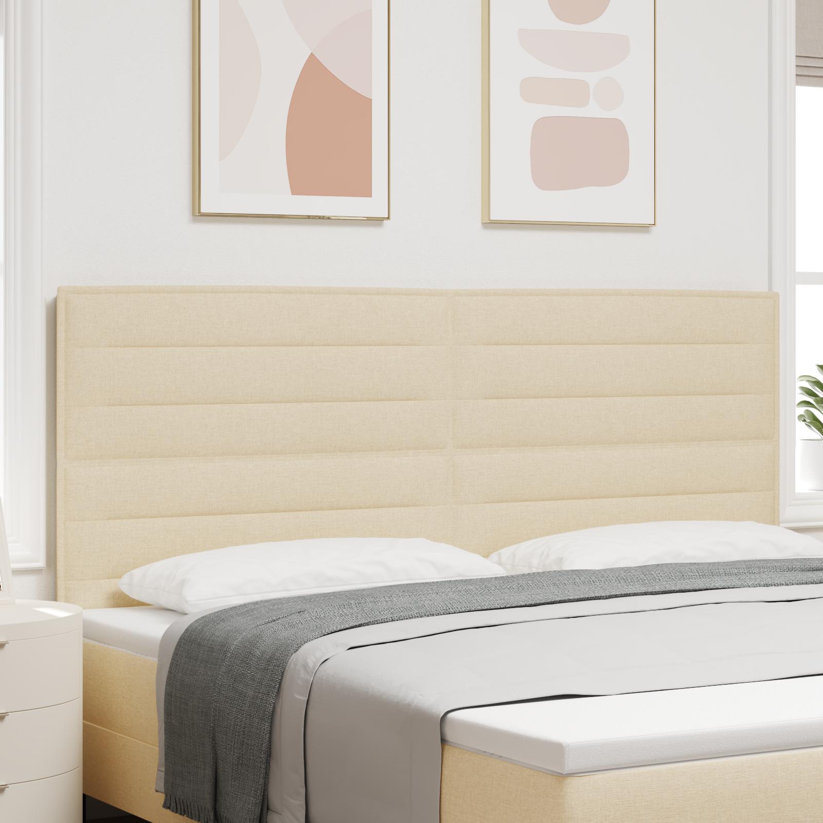 LED-sengegavl i stof - creme, 200 cm