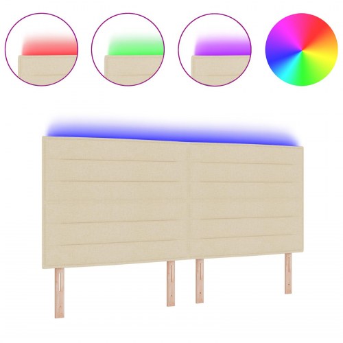 LED-sengegavl i stof - creme, 200 cm