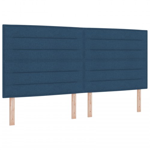Justerbar LED-sengegavl i blå stof - 200 x 7 x 128 cm