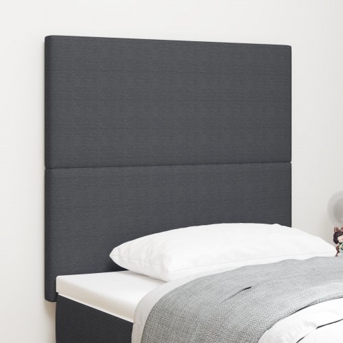 LED-sengegavl mørkegrå 90 cm i velourstof