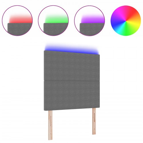 LED-sengegavl i lysegrå velour - 100 cm