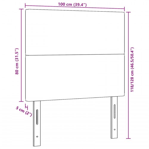 LED-sengegavl i lysegrå velour - 100 cm