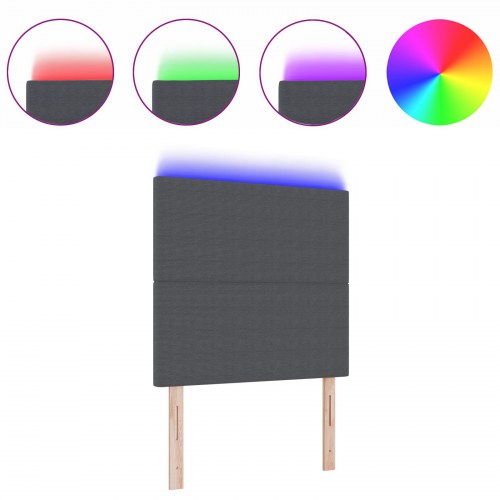 LED-sengegavl mørkegrå 100 cm i velourstof