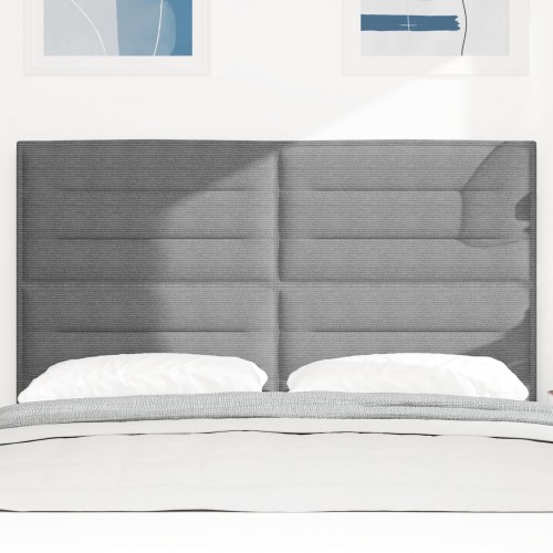 LED-sengegavl i lysegrå velourstof - 144 cm