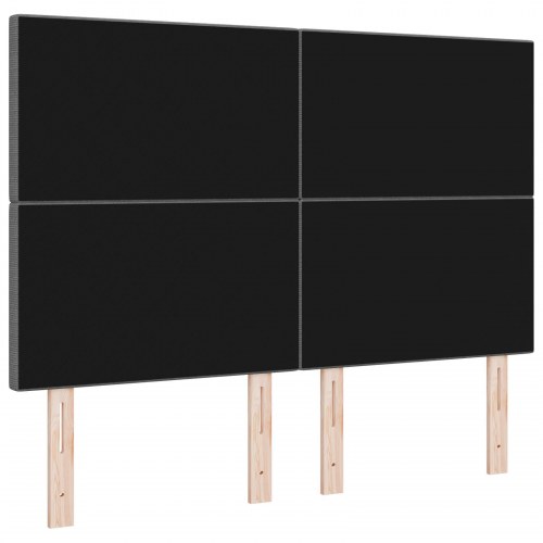 LED-sengegavl i lysegrå velourstof - 144 cm