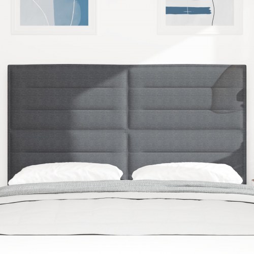 LED-sengegavl i velourstof - mørkegrå, 144 cm