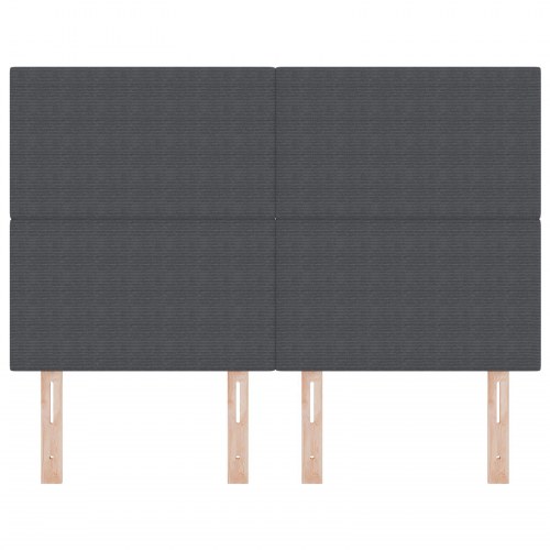 LED-sengegavl i velourstof - mørkegrå, 144 cm