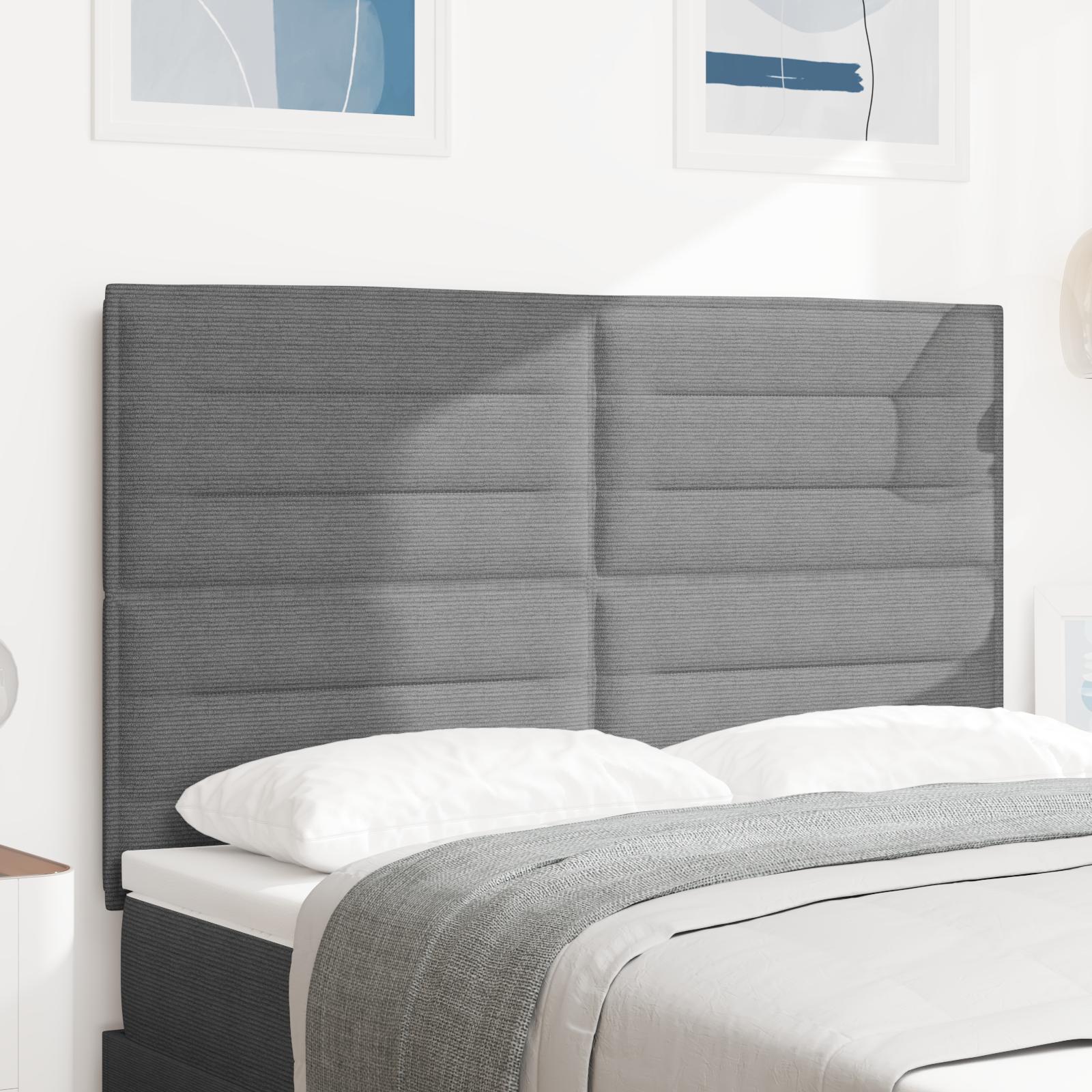 vidaXL LED sengegavl med LED-lysstrimler Lysegrå 160 cm Velourstof
