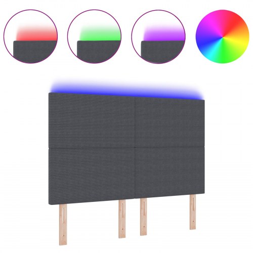 LED-sengegavl i velourstof - mørkegrå 160 cm