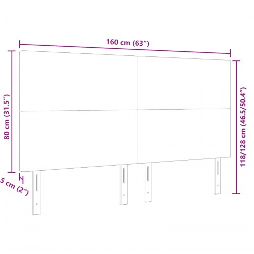 LED-sengegavl i velourstof - mørkegrå 160 cm