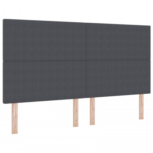 LED-sengegavl i velourstof - mørkegrå 180 cm