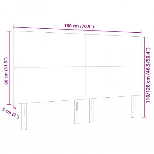 LED-sengegavl i velourstof - mørkegrå 180 cm