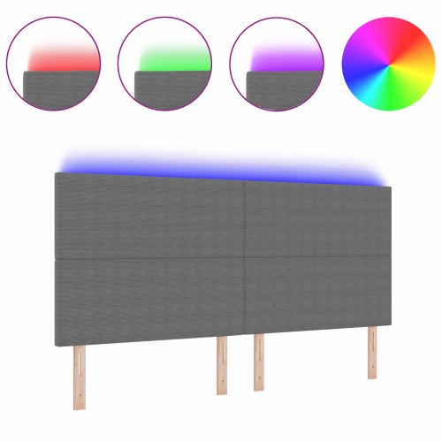 LED-sengegavl i velourstof - lysegrå 200 cm
