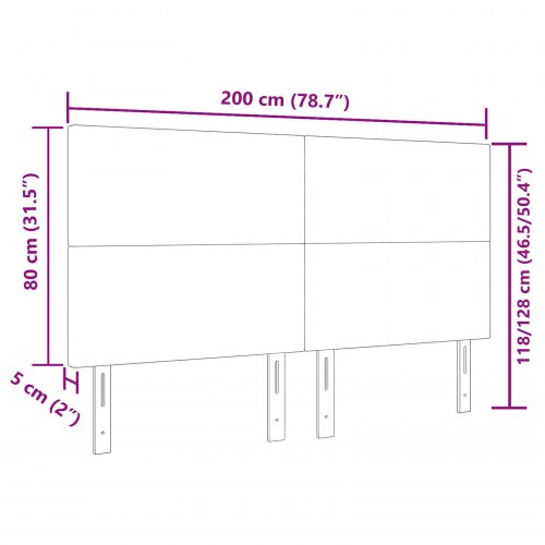 LED-sengegavl i velourstof - lysegrå 200 cm