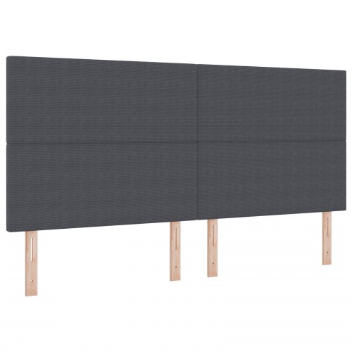 LED-sengegavl i velourstof - mørkegrå, 200 cm