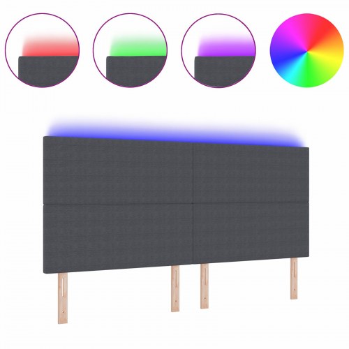 LED-sengegavl i velourstof - mørkegrå, 200 cm