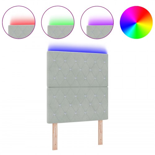 LED-sengegavl med RGB-lysstrimler 80 cm - lysegrå fløjl