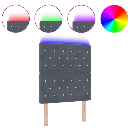 LED-sengegavl i fløjl med RGB LED - mørkegrå 80 cm