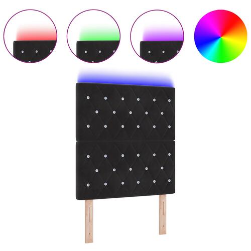 LED Headboard Sort 80 cm Velour&& Headboard Krystal Knap Tufted Sort 160 cm Velour