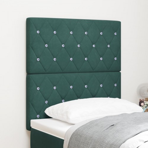 Sengegavl med LED-lysstrimler 80 cm - mørkegrøn fløjl