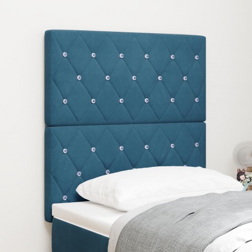 LED-sengegavl med LED-lysstrimler 80 cm - mørk blå fløjl
