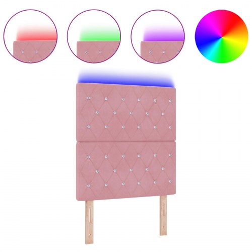 LED-sengegavl med RGB LED-strips - lyserød, 80 cm, fløjl