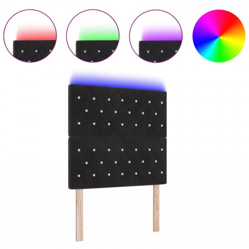 LED-sengegavl 90 cm - sort fløjl