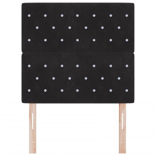 LED-sengegavl 90 cm - sort fløjl