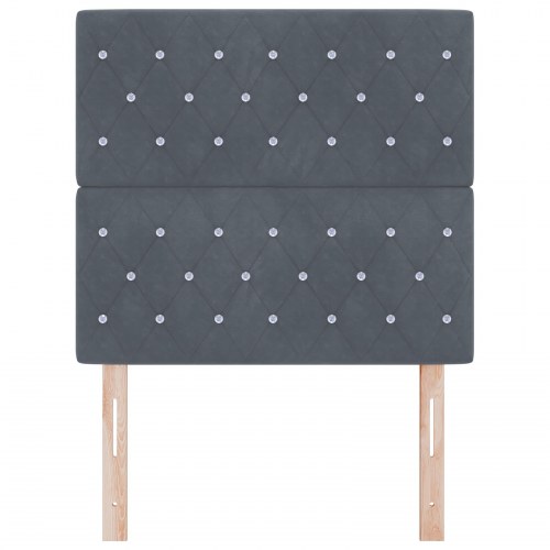 LED-sengegavl med RGB LED-strips mørkegrå 100 cm fløjl