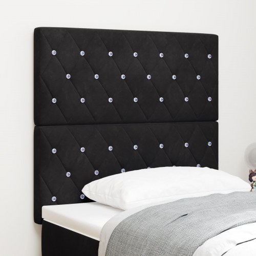 LED-sengegavl i fløjl med RGB LED-lysstrimler - sort, 100 cm