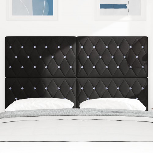 LED-sengegavl i fløjl - sort 160 cm