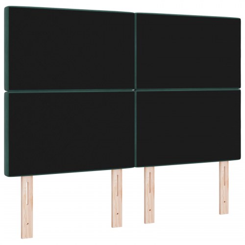 LED-sengegavl i fløjl - mørkegrøn 160 x 7 x 128 cm