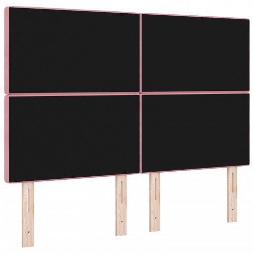 LED-sengegavl i fløjl - lyserød 160 x 7 x 128 cm