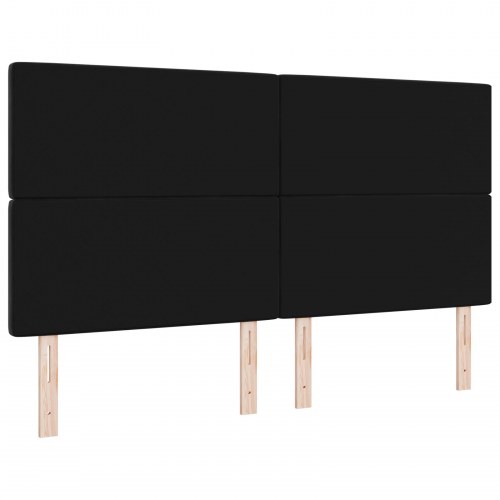LED-sengegavl i fløjl - sort, 180 x 7 x 128 cm