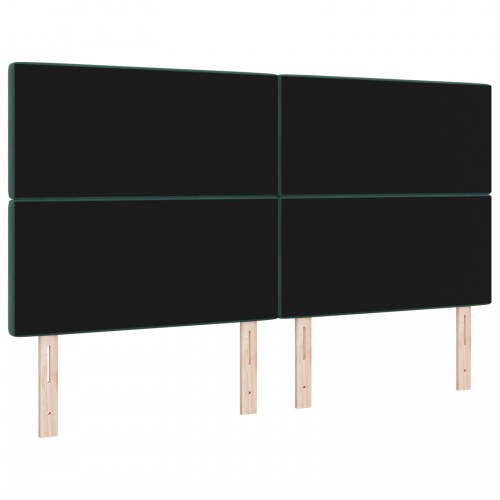 LED-sengegavl i fløjl - mørkegrøn 180 x 7 x 128 cm