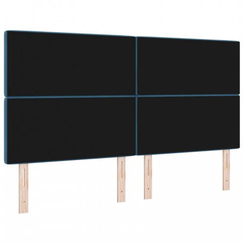 LED-sengegavl i fløjl - mørk blå, 180 cm