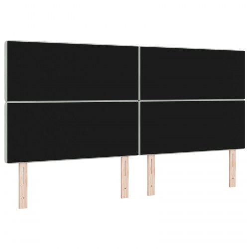 LED-sengegavl i fløjl - lysegrå 200 x 7 x 128 cm