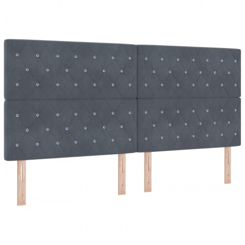 LED-sengegavl i fløjl - mørkegrå, 200 cm