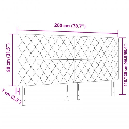 LED-sengegavl i fløjl - mørkegrå, 200 cm