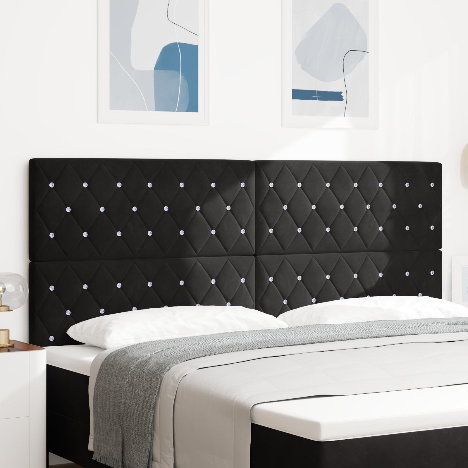 vidaXL LED sengegavl med LED-lysstrimler Sort 200 cm Fløjl