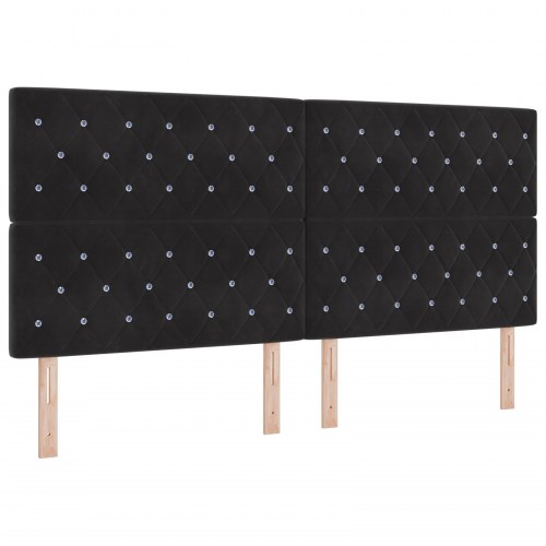 LED-sengegavl i sort fløjl - 200 cm